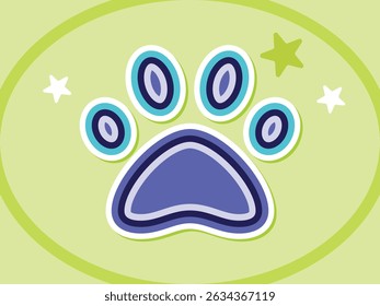 Animal animal de estimação pegada cão etiqueta arte com fundo verde
