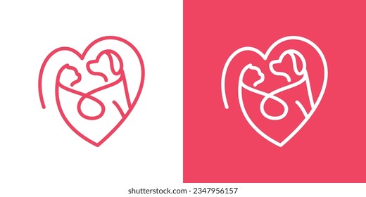 animal pet element logo design combined with heart