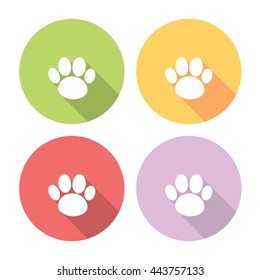 Animal Pet Footprint Flat Style Design Icons Set