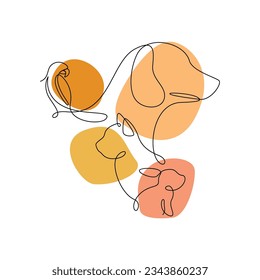 Animal Pet line art vector for wall decoration printing template
