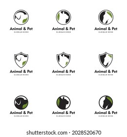 Animal Pet logo design. Pet Care, Dog, Cat, Hourse. Logo set vector icon illustration design