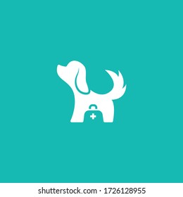 Animal and Pet Logo Designs. Ikon lintas pertolongan pertama Paw. Vector silhouettes of cat and dog on the poster for veterinary shop or clinic. Pets care Logo Symbol design Illustration.