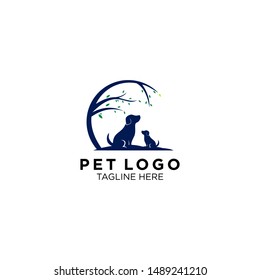 animal and pet logo with tree logo templates