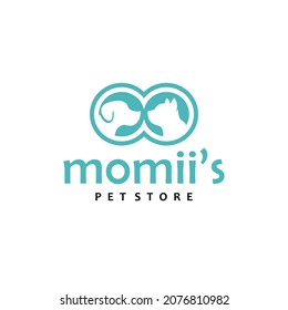 Animal Pet Store Dog and cat symbol Logo Design