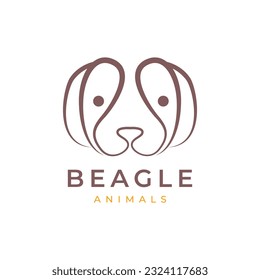 animal pets beagle head mascot modern minimal logo design vector