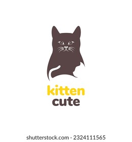 animal pets cat family kitten cute mascot logo design vector