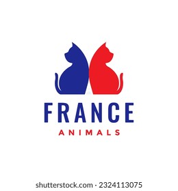 animal pets cat french simple mascot logo design vector