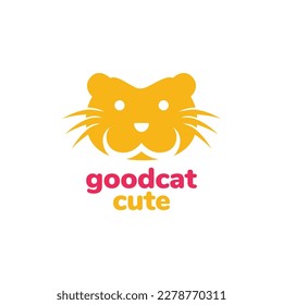 animal pets cat kitten kitty fat face smile mascot colorful logo design vector