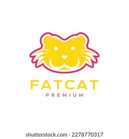 animal pets cat kitten kitty fat face smile mascot colorful logo design vector