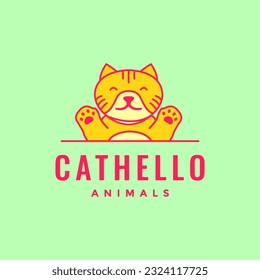 animal pets cat kitten pet shop mascot cute modern simple logo design vector
