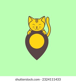 mascotas animales gatos ubicación del mapa ubicación tienda mascota tienda diseño del logotipo de mascota vector