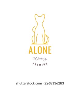 gatos mascotas animales sentados solos espera arte de línea de amigos diseño de logotipo moderno mínimo vectores