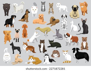 Animal Pets Cats Dogs Characters Cartoon Vector