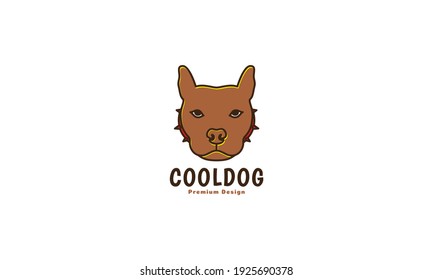 animal pets dog American Pit Bull Terrier head colorful brown logo design vector icon symbol graphic illustration