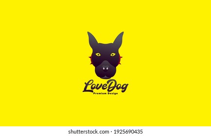 animal pets dog american pit bull terier black abstract head logo design vector icon symbol graphic illustration