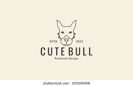 animal pets dog american pit bull terier lines head logo design vector icon symbol graphic illustration