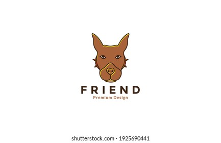 animal pets dog american pit bull terier brown head logo design vector icon symbol graphic illustration