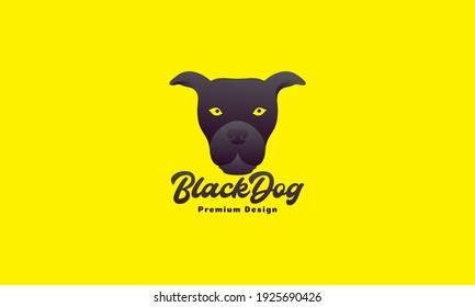 animal pets dog American Staffordshire Terrier head black abstract logo design vector icon symbol graphic illustration