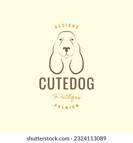 animal pets dog basset hound mascot minimal hipster logo design vector