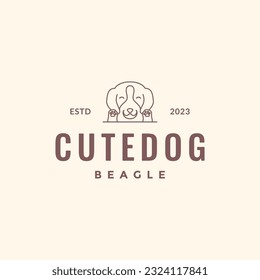 animal pets dog beagle mascot line art simple hipster logo design vector