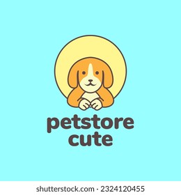 animal pets dog beagle pet shop circle modern mascot cartoon logo design vector