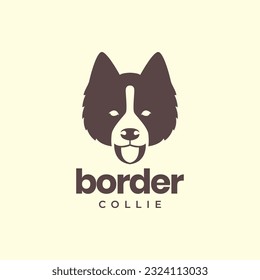 animal pets dog border collie head mascot simple logo design vector