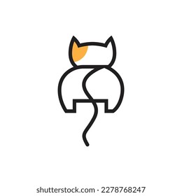 animal pets dog canine paw puppy tail fat geometric line minimal logo design vector