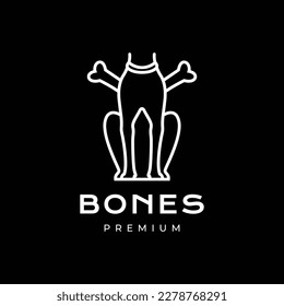 animal pets dog canine paw puppy hunting bone dark night minimal logo design vector
