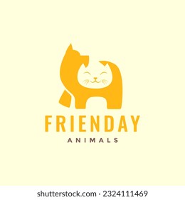animal pets dog and cat flat mascot modern logo design vector