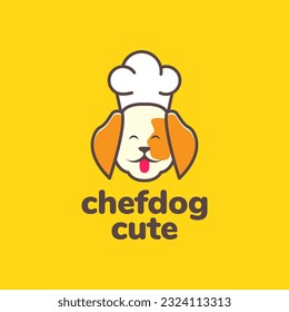 animal pets dog chef hat cooking mascot cute logo design vector