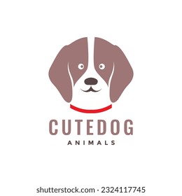 animal pets dog head beagle cartoon mascot cute logo design vector