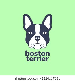 animal pets dog head boston terrier modern mascot colorful logo design vector