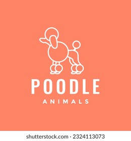 animal pets dog poodle line art simple feminine mascot logo design vector