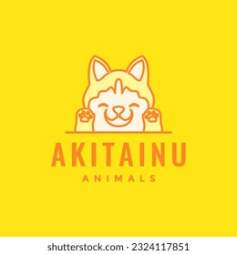 animal pets dog puppy akita inu mascot happy cartoon logo design vector