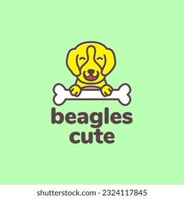 animal pets dog puppy beagle mascot cute cartoon bones logo design vector