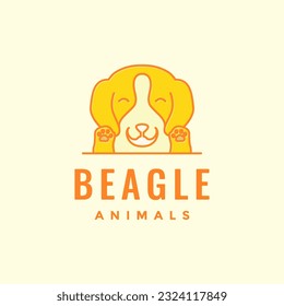 animal pets dog puppy beagle mascot cartoon cute happy logo design vector