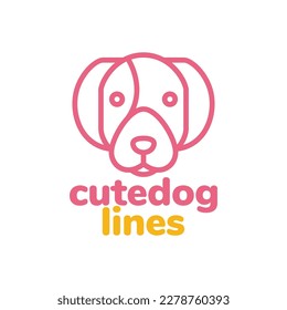 animal pets dog puppy canine jack russell terrier hold bones line art mascot cute logo design vector