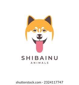 animal pets dog shiba inu head mascot colorful logo design vector