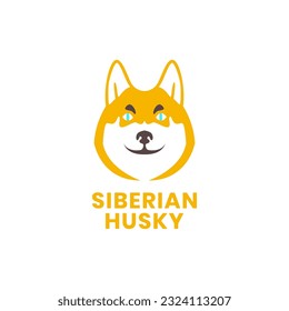 animal pets dog siberian husky smile mascot modern simple logo design vector