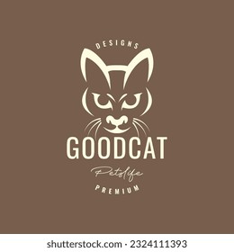 animal pets head cat isolated hipster vintage logo design vector