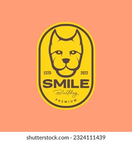 animal pets head dog american bully mascot vintage badge logo design vector