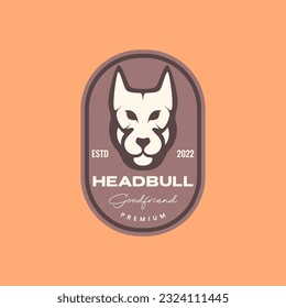 animal pets head dog american bully mascot vintage badge logo design vector