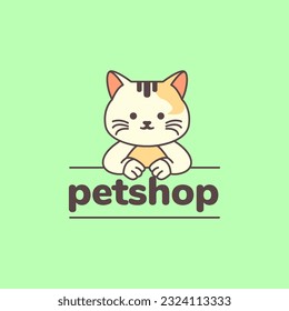 animal pets kitten cat pet shop cute mascot cartoon logo design vector