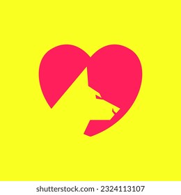 animal pets police dog k9 love heart minimal modern logo design vector