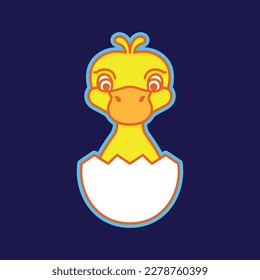 animal pets poultry little duck duckling hatch egg cute mascot cartoon modern colorful logo design vector