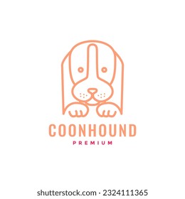 animal pets puppy bloodhound mascot cute line art logo design vector