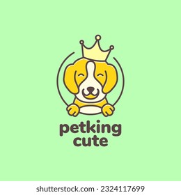 animal pets puppy dog beagle crown king mascot cute mascot cartoon logo design vector