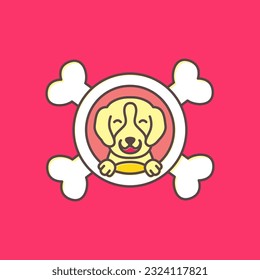 animal pets puppy dog beagle cross bones mascot colorful logo design vector