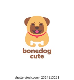 animal pets puppy dog bulldog bones cartoon mascot cute logo design vector