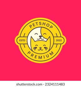 animal pets puppy kitten pet shop badge modern colorful logo design vector
